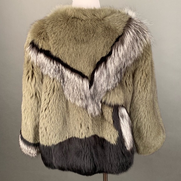 Gorgeous Fox Fur color block coat S fits like M - Picture 2 of 7